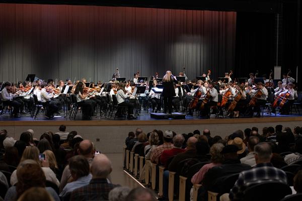 Students performing at the 2023-2024 All County Orchestra Concert